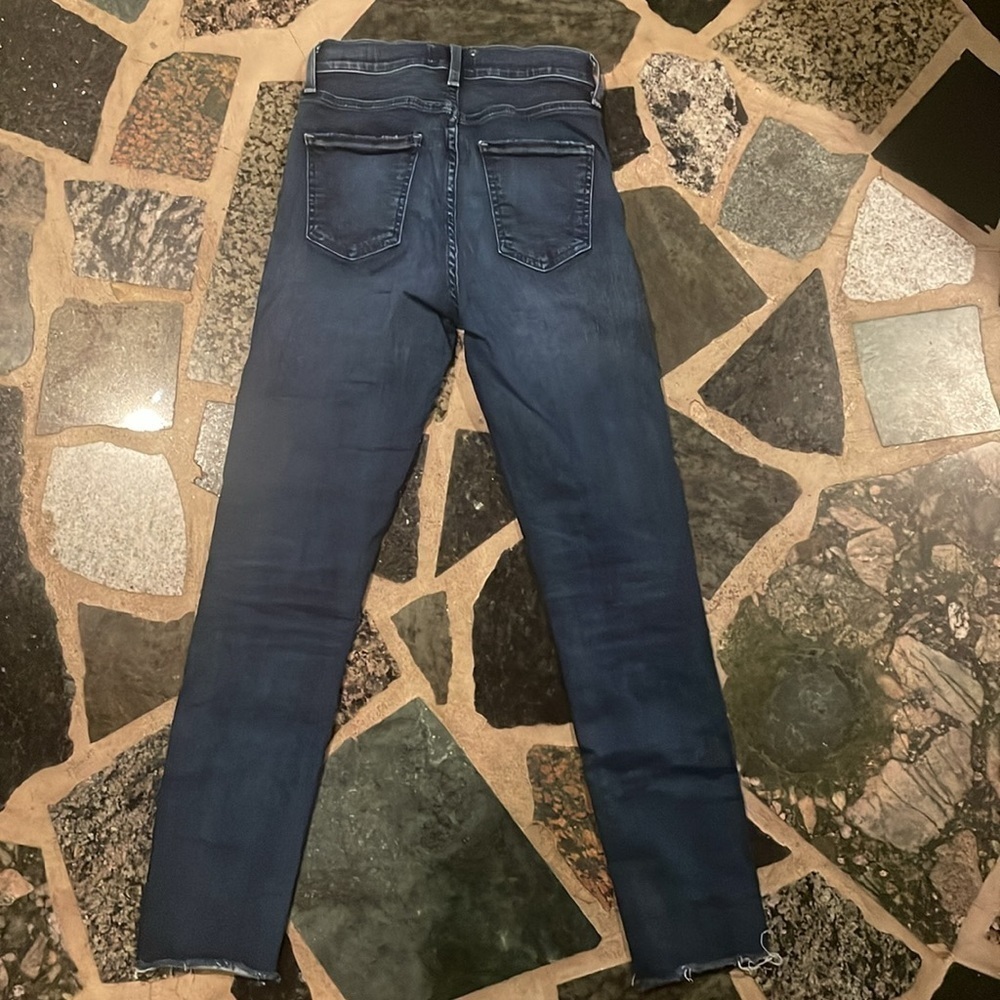 Agolde Jeans Sophie Crop Skinny Raw Hem Medium Dark Wash Stretch Size 24 - Picture 5 of 8